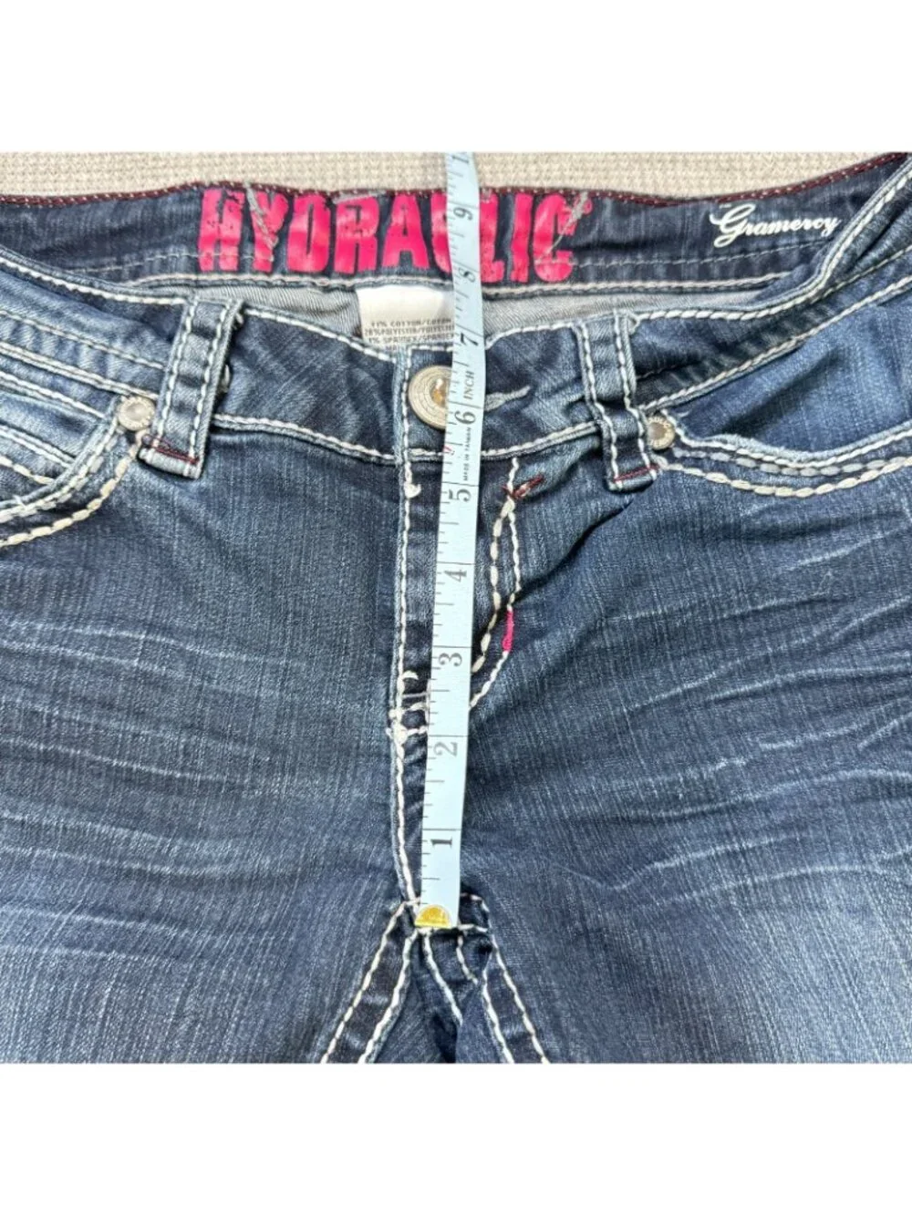 Hydraulic Gramercy Denim Capri Jeans Womens Sz 5/6 Blue Low Rise Dual Stitching